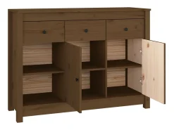 Aparador buffet cómoda mueble almacenaje organizador cocina salón salón 100 x 35 x 74 cm madera maciza de pino marrón 02_0035726