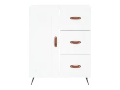 Aparador buffet cómoda mueble mueble de almacenamiento organizador cocina salón salón alto 69,5 x 34 x 180 cm madera contrachapada blanco 02_0032542