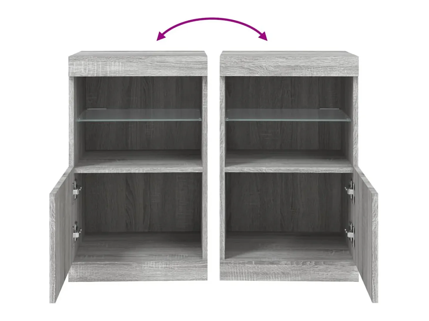 Aparador buffet cómoda mueble almacenaje organizador cocina salón salón con luces LED Sonoma 41 x 37 x 67 cm gris 02_0030076