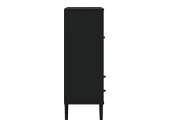 Aparador buffet cómoda mueble mueble de almacenaje organizador cocina salón salón aspecto ratán 90 x 40 x 112 cm madera maciza de pino negro 02_0036242