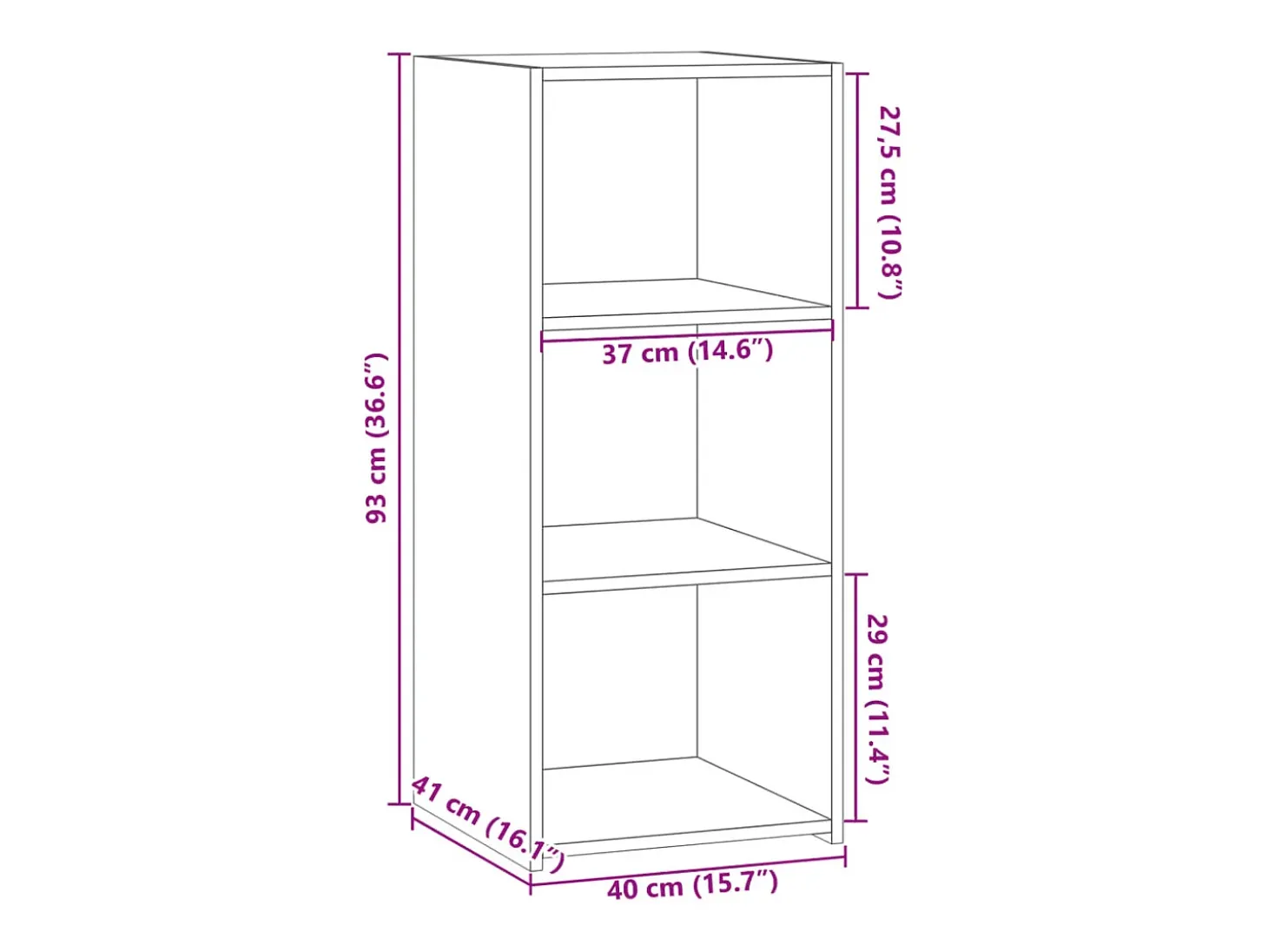 Aparador buffet cómoda mueble mueble de almacenaje organizador cocina salón salón 40 x 41 x 93 cm madera contrachapada marrón 02_0031257