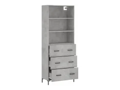 Aparador buffet cómoda mueble mueble de almacenaje organizador cocina salón salón alto 69,5 x 34 x 180 cm madera contrachapada gris 02_0034619