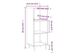 Aparador buffet cómoda mueble mueble de almacenaje organizador cocina salón salón 34,5 x 32,5 x 90 cm madera contrachapada negra 02_0035872