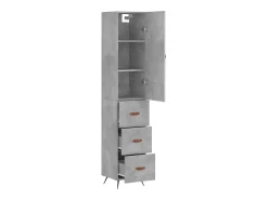 Aparador buffet cómoda mueble mueble de almacenamiento organizador cocina salón salón alto 34,5 x 34 x 180 cm madera contrachapada gris 02_0034288
