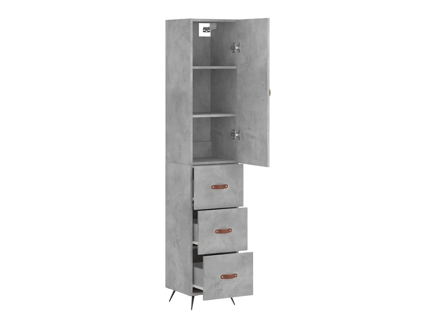 Aparador buffet cómoda mueble mueble de almacenamiento organizador cocina salón salón alto 34,5 x 34 x 180 cm madera contrachapada gris 02_0034288