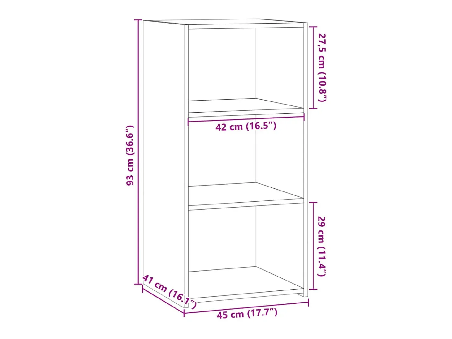 Aparador buffet cómoda mueble mueble de almacenaje organizador cocina salón salón 45 x 41 x 93 cm madera contrachapada gris 02_0031941