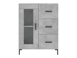 Aparador buffet cómoda mueble mueble de almacenaje organizador cocina salón salón alto 69,5 x 34 x 180 cm madera contrachapada gris 02_0034659