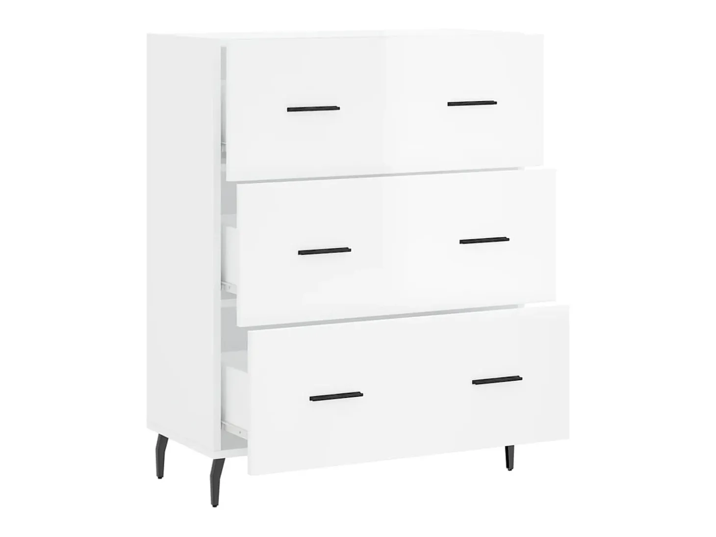 Aparador buffet cómoda mueble mueble de almacenaje organizador cocina salón brillante 69,5 x 34 x 90 cm madera contrachapada blanco 02_0030688