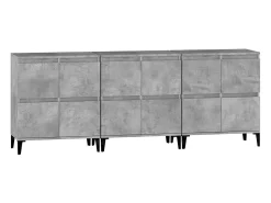 Aparador buffet cómoda mueble unidad de almacenamiento organizador cocina salón salón 3 piezas 60 x 35 x 70 cm madera contrachapada gris 02_0037117
