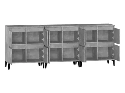 Aparador buffet cómoda mueble unidad de almacenamiento organizador cocina salón salón 3 piezas 60 x 35 x 70 cm madera contrachapada gris 02_0037117