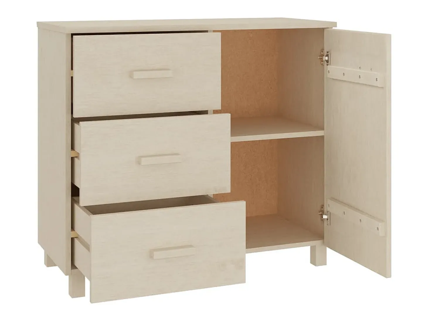 Aparador buffet cómoda mueble mueble de almacenaje organizador cocina salón salón 90 x 40 x 80 cm madera maciza de pino marrón 02_0032181