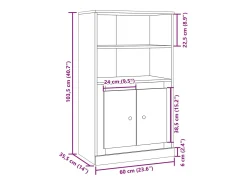 Aparador buffet cómoda mueble mueble de almacenaje organizador cocina salón salón alta artesanía 60 x 35,5 x 103,5 cm madera contrachapada marrón 02_0033163