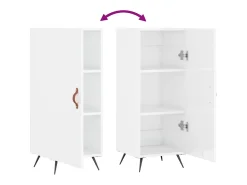 Aparador buffet cómoda mueble mueble de almacenaje organizador cocina salón brillante 34,5 x 34 x 90 cm madera contrachapada blanco 02_0030635