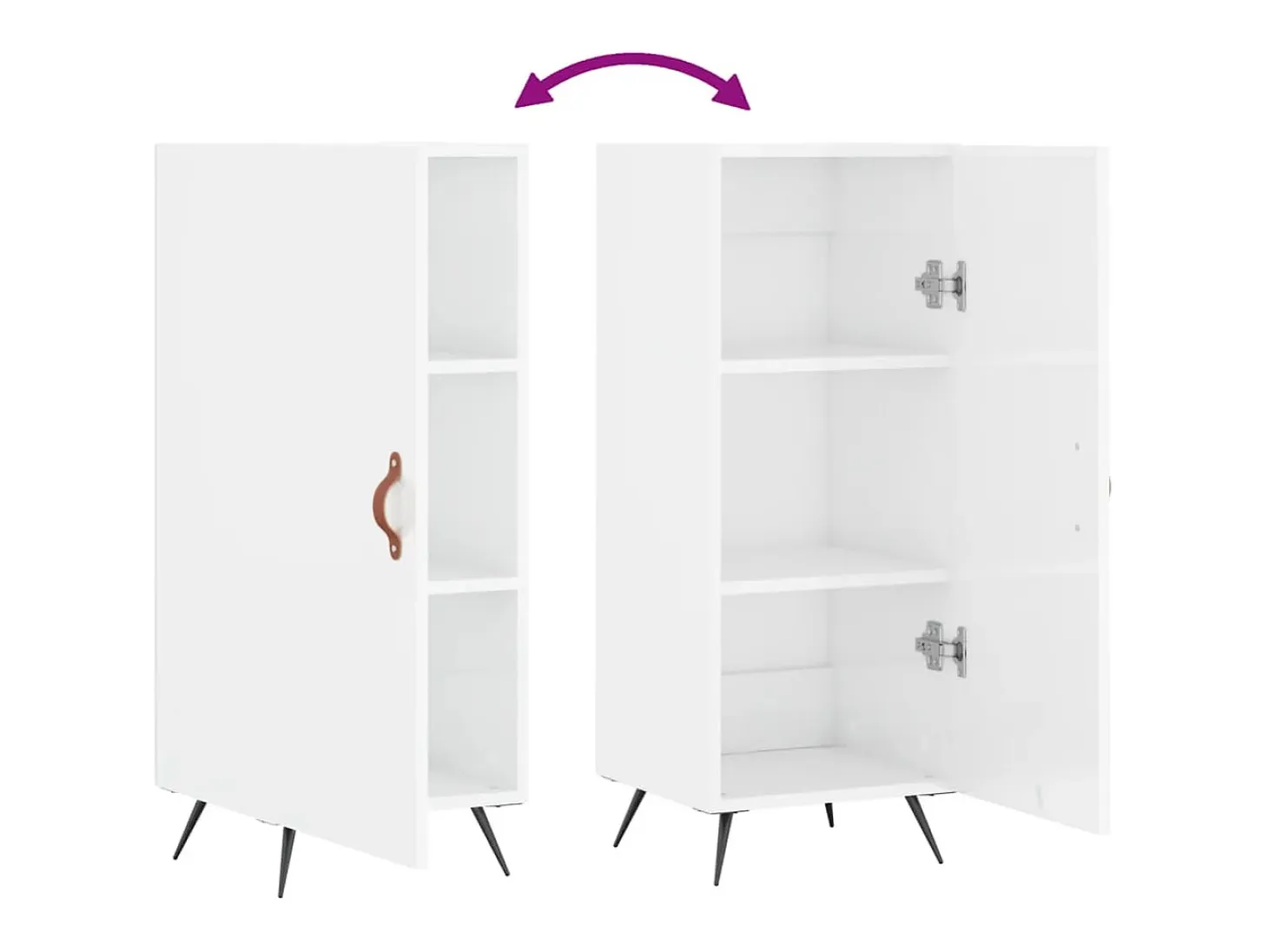 Aparador buffet cómoda mueble mueble de almacenaje organizador cocina salón brillante 34,5 x 34 x 90 cm madera contrachapada blanco 02_0030635