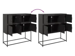 Aparador buffet cómoda mueble almacenaje organizador cocina salón salón 100,5 x 39 x 107 cm acero negro 02_0035779