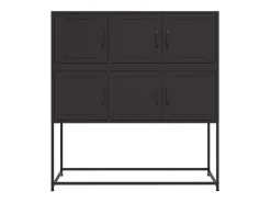 Aparador buffet cómoda mueble almacenaje organizador cocina salón salón 100,5 x 39 x 107 cm acero negro 02_0035779