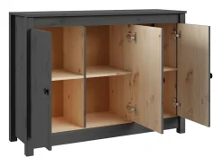 Aparador buffet cómoda mueble almacenaje organizador cocina salón salón 100 x 35 x 74 cm madera maciza de pino gris 02_0031763
