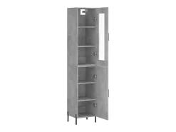 Aparador buffet cómoda mueble mueble de almacenamiento organizador cocina salón salón alto 34,5 x 34 x 180 cm madera contrachapada gris 02_0034322