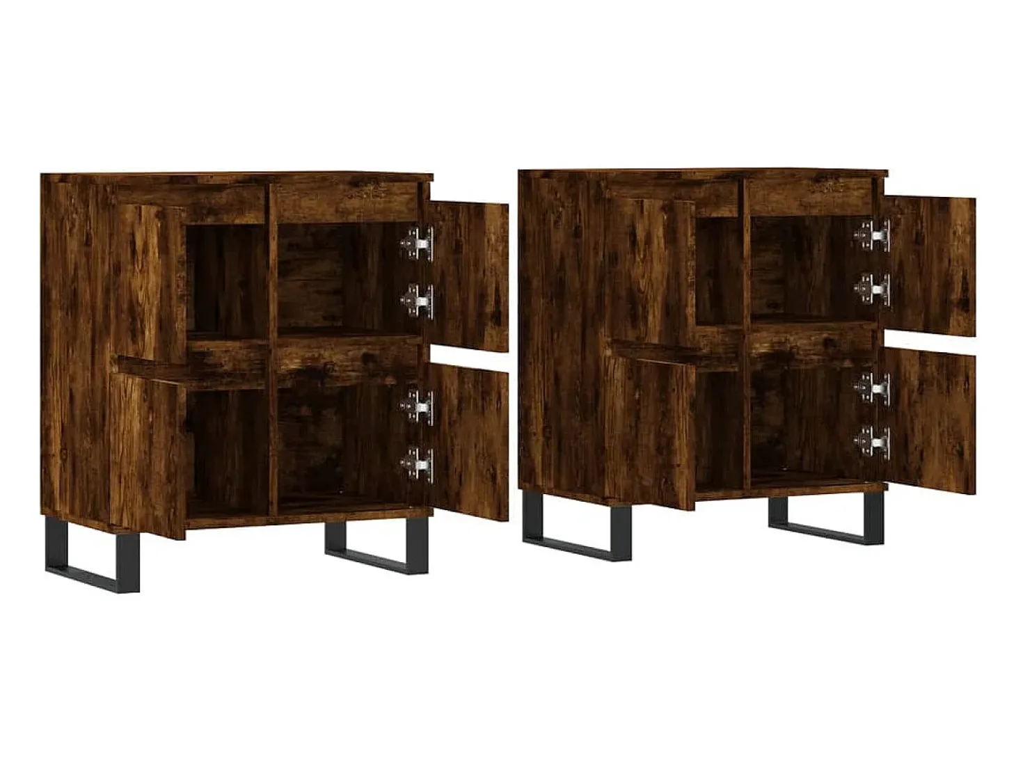 Aparador buffet cómoda mueble almacenaje organizador cocina salón salón juego de 2 madera contrachapada marrón 02_0036759