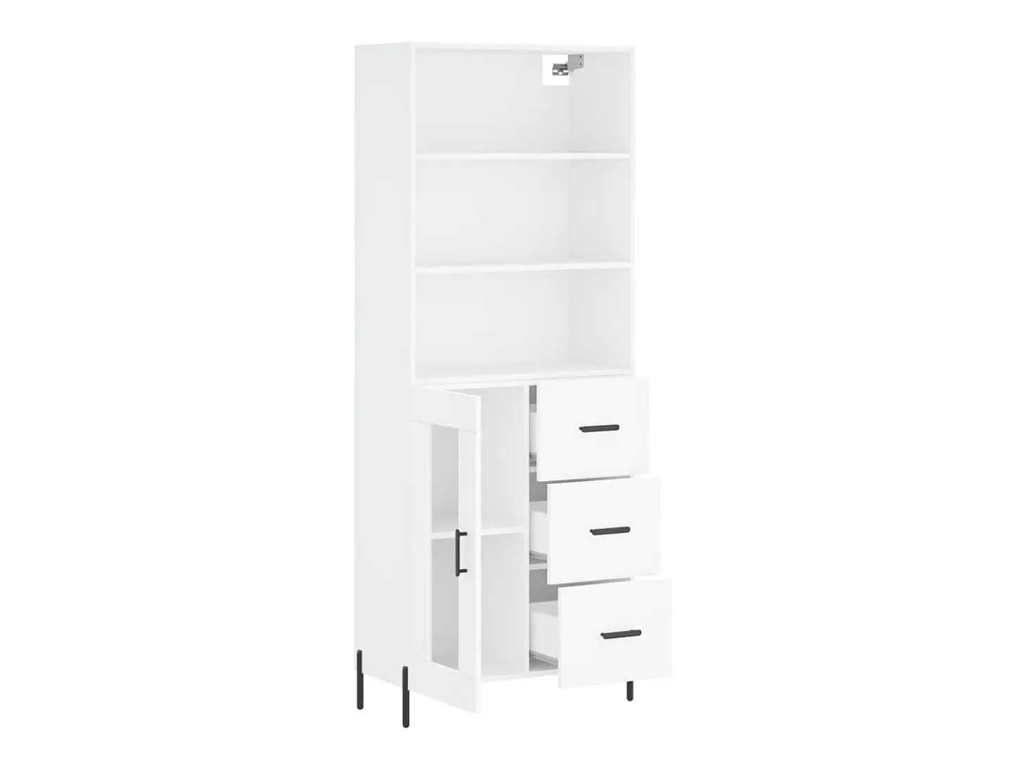 Aparador buffet cómoda mueble mueble de almacenamiento organizador cocina salón salón alto 69,5 x 34 x 180 cm madera contrachapada blanco 02_0032618