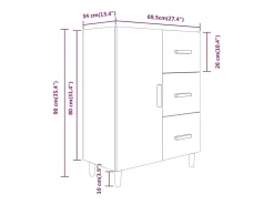 Aparador buffet cómoda mueble almacenaje organizador cocina salón salón 69,5 x 34 x 90 cm madera contrachapada marrón 02_0031043