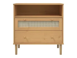 Aparador buffet cómoda mueble mueble de almacenamiento organizador cocina salón salón aspecto ratán 80 x 40 x 80 cm madera maciza de pino marrón 02_0036233