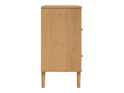 Aparador buffet cómoda mueble mueble de almacenamiento organizador cocina salón salón aspecto ratán 80 x 40 x 80 cm madera maciza de pino marrón 02_0036233