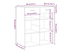 Aparador buffet cómoda mueble mueble de almacenaje organizador cocina salón salón 80 x 42,5 x 93 cm madera contrachapada negra 02_0036137