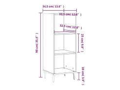 Aparador buffet cómoda mueble mueble de almacenaje organizador cocina salón salón 34,5 x 32,5 x 90 cm madera contrachapada marrón 02_0030880