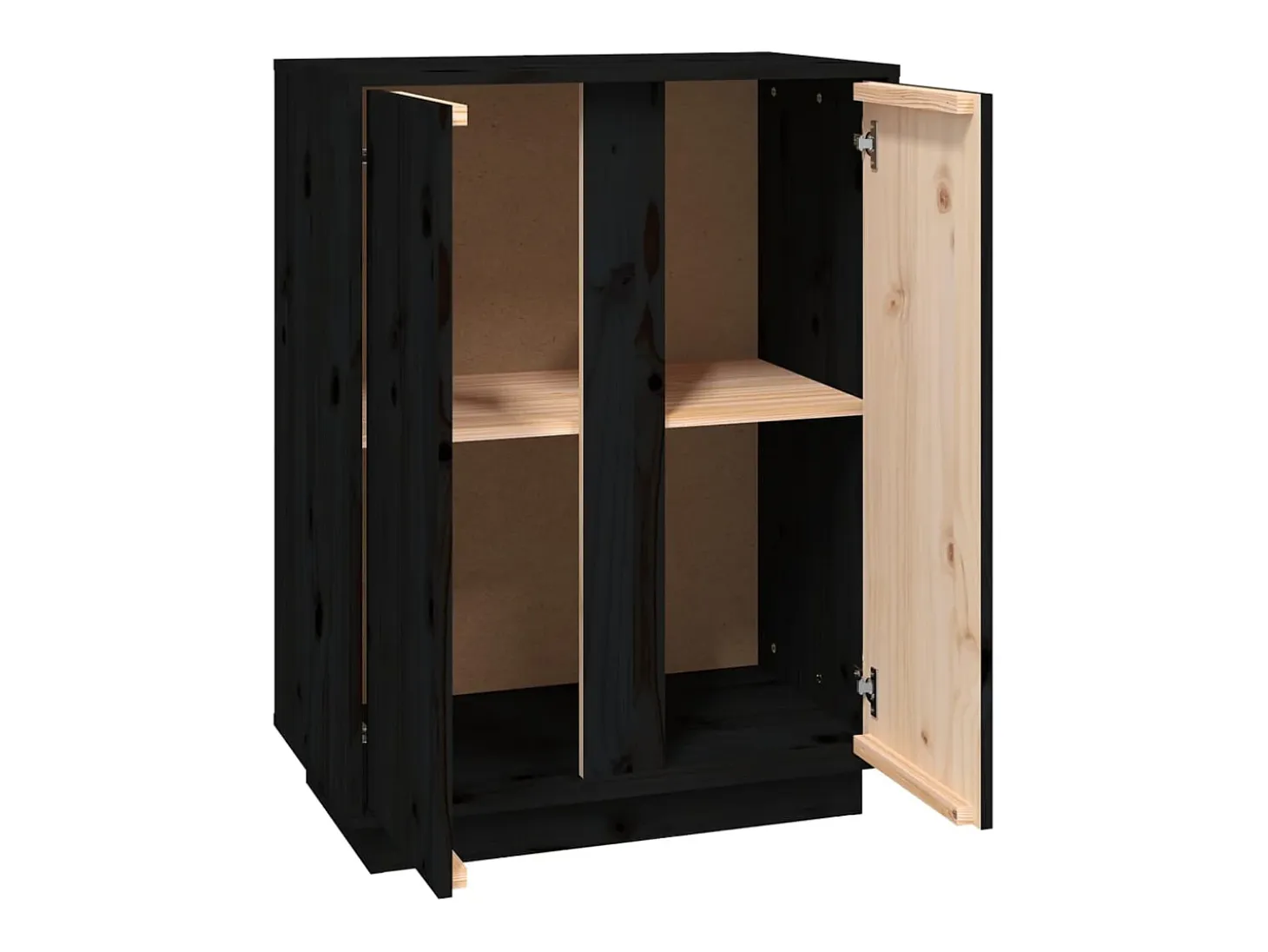 Aparador buffet cómoda mueble almacenaje organizador cocina salón salón 60 x 35 x 80 cm madera maciza de pino negro 02_0036001