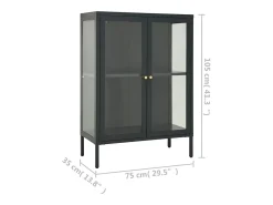 Aparador buffet cómoda mueble mueble almacenaje organizador cocina salón salón 75 x 35 x 105 cm acero y cristal antracita 02_0029710