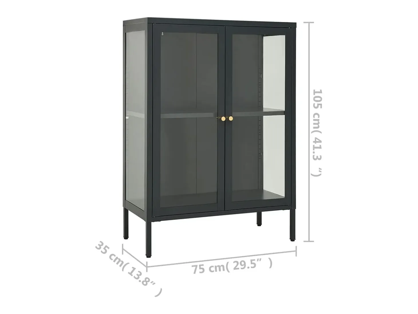 Aparador buffet cómoda mueble mueble almacenaje organizador cocina salón salón 75 x 35 x 105 cm acero y cristal antracita 02_0029710
