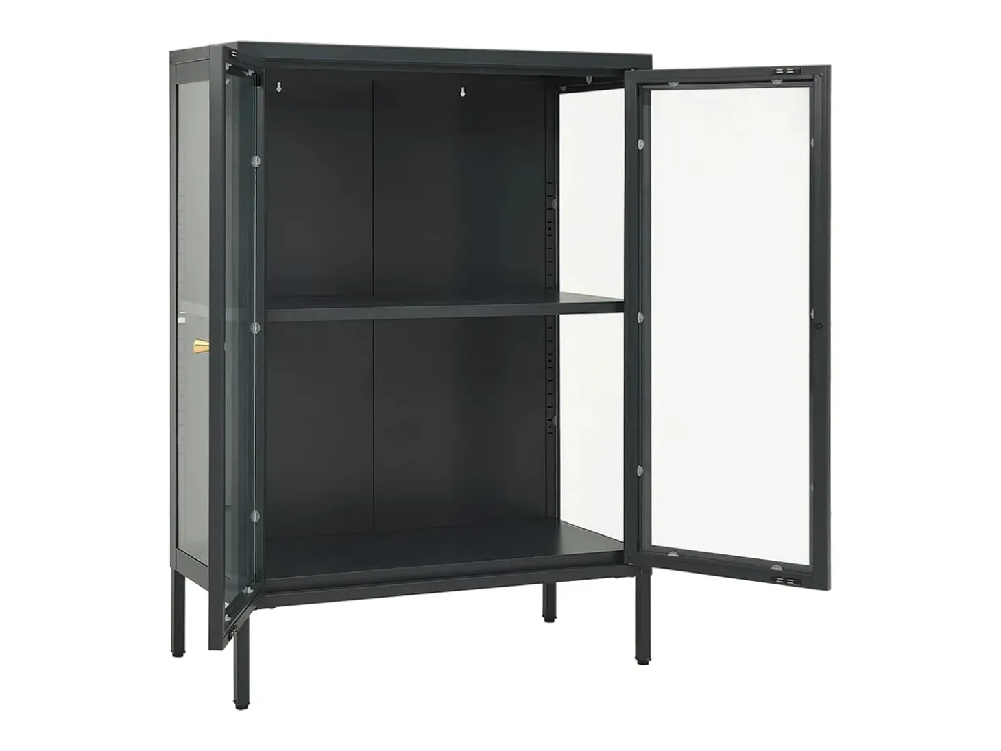 Aparador buffet cómoda mueble mueble almacenaje organizador cocina salón salón 75 x 35 x 105 cm acero y cristal antracita 02_0029710