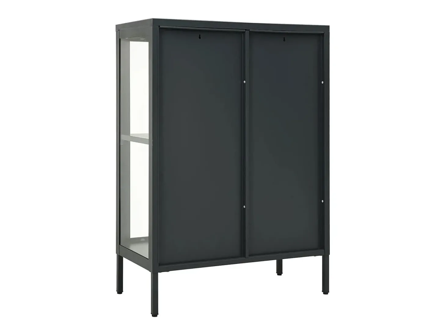 Aparador buffet cómoda mueble mueble almacenaje organizador cocina salón salón 75 x 35 x 105 cm acero y cristal antracita 02_0029710