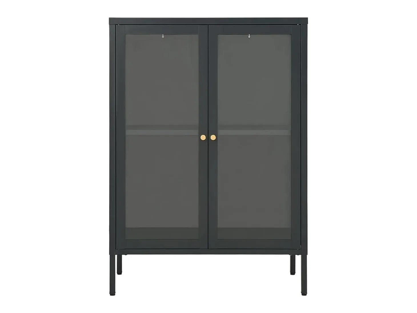 Aparador buffet cómoda mueble mueble almacenaje organizador cocina salón salón 75 x 35 x 105 cm acero y cristal antracita 02_0029710