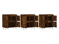 Aparador buffet cómoda mueble unidad de almacenamiento organizador cocina salón sala de estar 3 piezas marrón madera contrachapada 02_0037068
