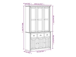 Aparador buffet cómoda mueble almacenaje organizador cocina salón BODO y 115,5 x 43 x 200,5 cm madera maciza de pino marrón 02_0030801