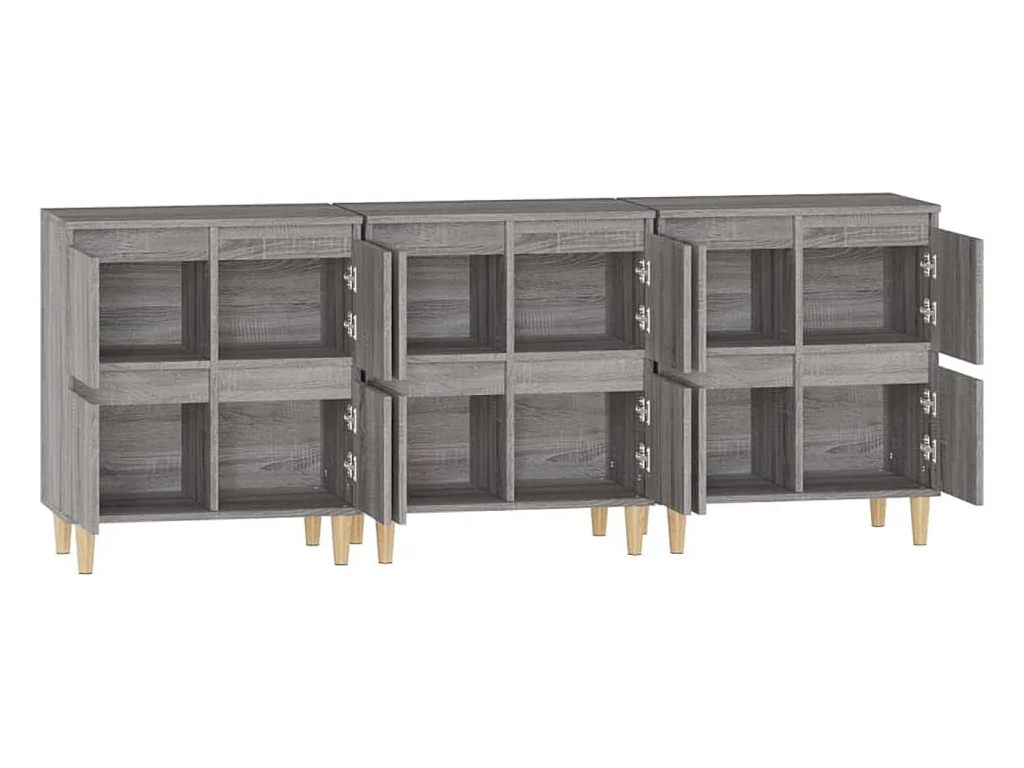 Aparador buffet cómoda mueble unidad de almacenamiento organizador cocina salón salón 3 piezas sonoma 60 x 35 x 70 cm madera contrachapada gris 02_0037170