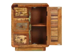 Aparador buffet cómoda mueble mueble organizador cocina salón salón con 3 cajones 55 x 30 x 70 cm madera maciza reciclada multicolor 02_0029736
