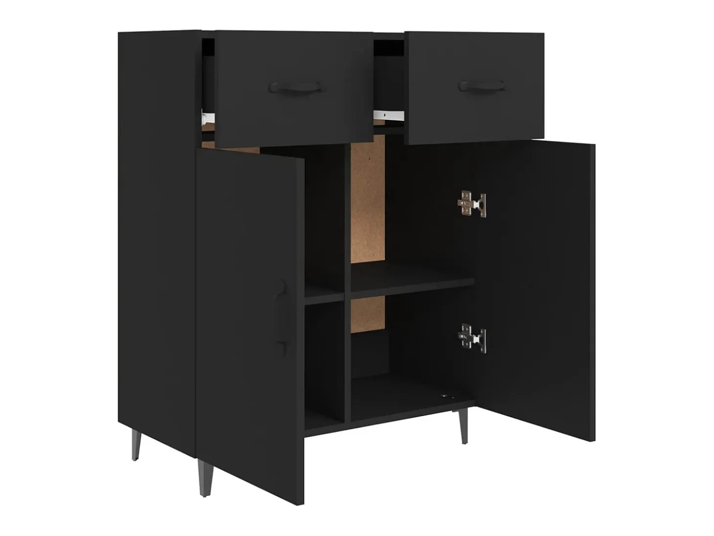 Aparador buffet cómoda mueble mueble de almacenaje organizador cocina salón salón 69,5 x 34 x 90 cm madera contrachapada negra 02_0036066