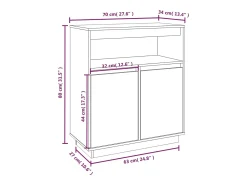 Aparador buffet cómoda mueble almacenaje organizador cocina salón salón 70 x 34 x 80 cm madera maciza de pino marrón 02_0029640