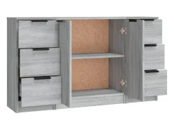 Aparador buffet cómoda mueble unidad de almacenamiento organizador cocina salón salón 3 piezas madera contrachapada Sonoma gris 02_0037180