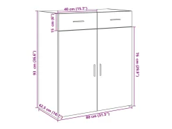 Aparador buffet cómoda mueble mueble de almacenaje organizador cocina salón salón 80 x 42,5 x 93 cm madera contrachapada blanco 02_0030521
