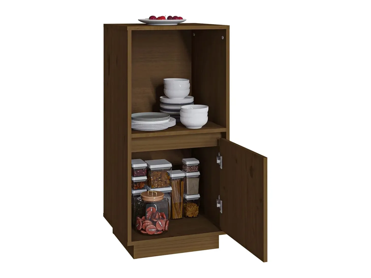 Aparador buffet cómoda mueble almacenaje organizador cocina salón salón 38 x 35 x 80 cm madera maciza de pino marrón 02_0035746