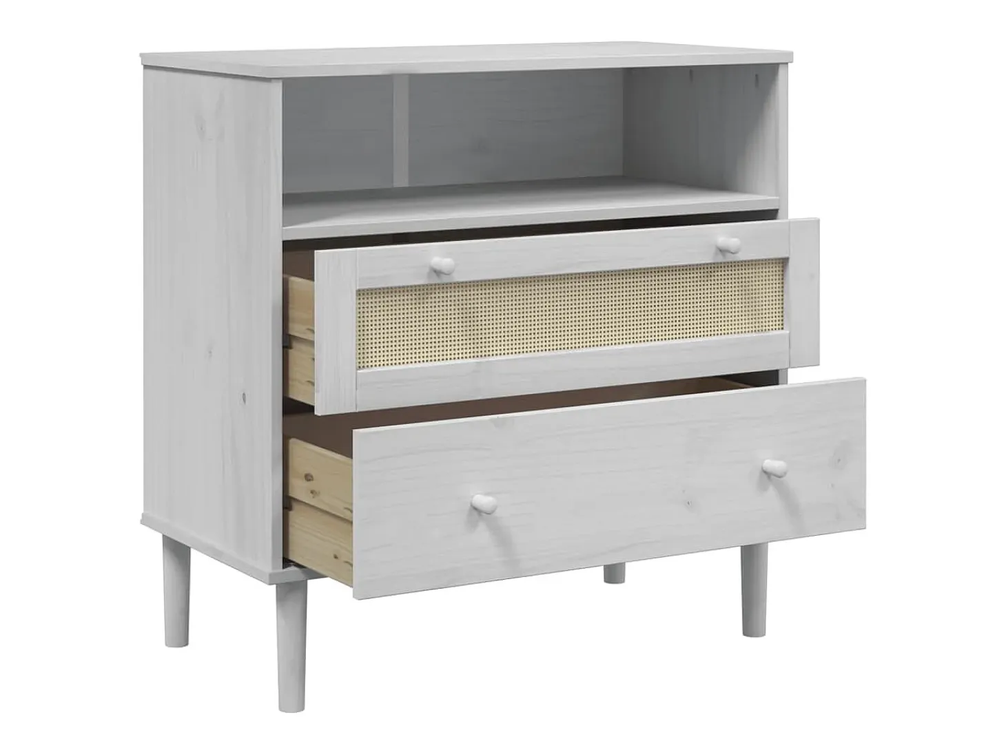 Aparador buffet cómoda mueble mueble de almacenamiento organizador cocina salón salón aspecto ratán 80 x 40 x 80 cm madera maciza de pino blanco 02_0036225