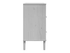 Aparador buffet cómoda mueble mueble de almacenamiento organizador cocina salón salón aspecto ratán 80 x 40 x 80 cm madera maciza de pino blanco 02_0036225