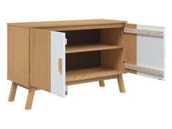 Aparador Buffet Cómoda Mueble Almacenamiento Organizador Cocina Salón Salón y 114 x 43 x 73,5 cm Madera Maciza de Pino Blanco 02_0036172