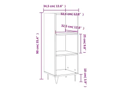 Aparador buffet cómoda mueble mueble de almacenaje organizador cocina salón salón 34,5 x 32,5 x 90 cm madera contrachapada gris 02_0031865