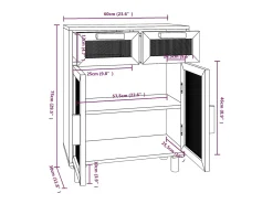 Aparador buffet cómoda mueble mueble organizador cocina salón salón 60 x 30 x 75 cm madera maciza de pino y ratán blanco natural 02_0030338
