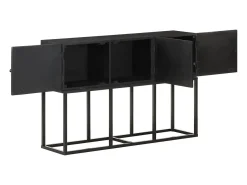 Aparador buffet cómoda mueble almacenaje organizador cocina salón salón 115 x 30 x 76 cm madera maciza de mango negro 02_0029526